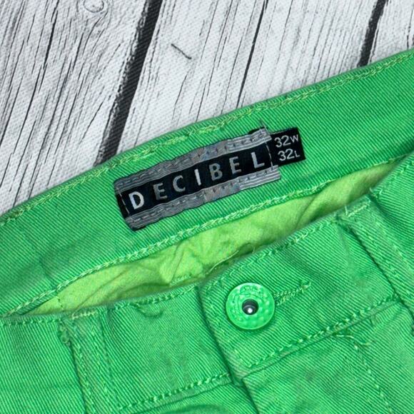 Men’s Decibel Distressed Lime Green Jeans Size 32x32 - Picture 2 of 4